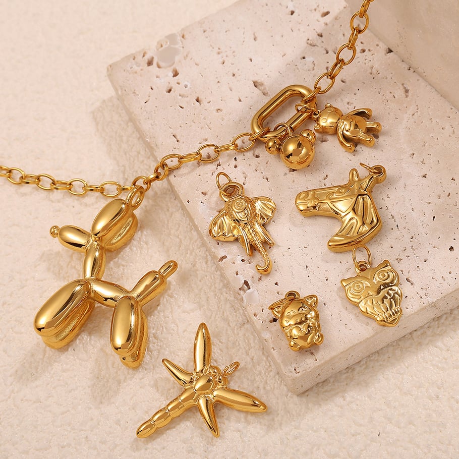Cute Bear Stainless Steel  Gold Color Pendants Picture3