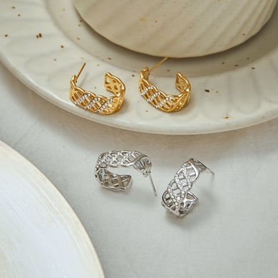 Retro Stainless Steel Gold Color Hollowed-out Hoop Earrings h5 Picture3