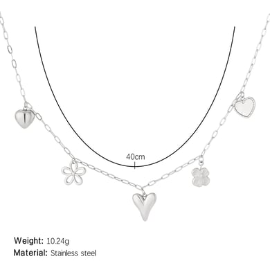 Funkelnde Herzblume Edelstahl Goldfarben Damen Anhänger Halsketten h5 Bild2