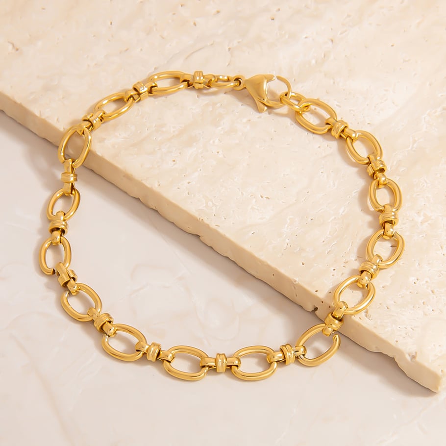 Simple Series Tägliche geometrische Goldfarbe Edelstahl Damen Kettenarmbänder Bild3