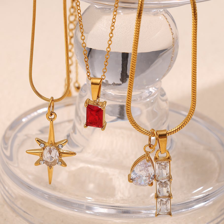 Stainless Steel Gold Color Zircon Pendants Picture3