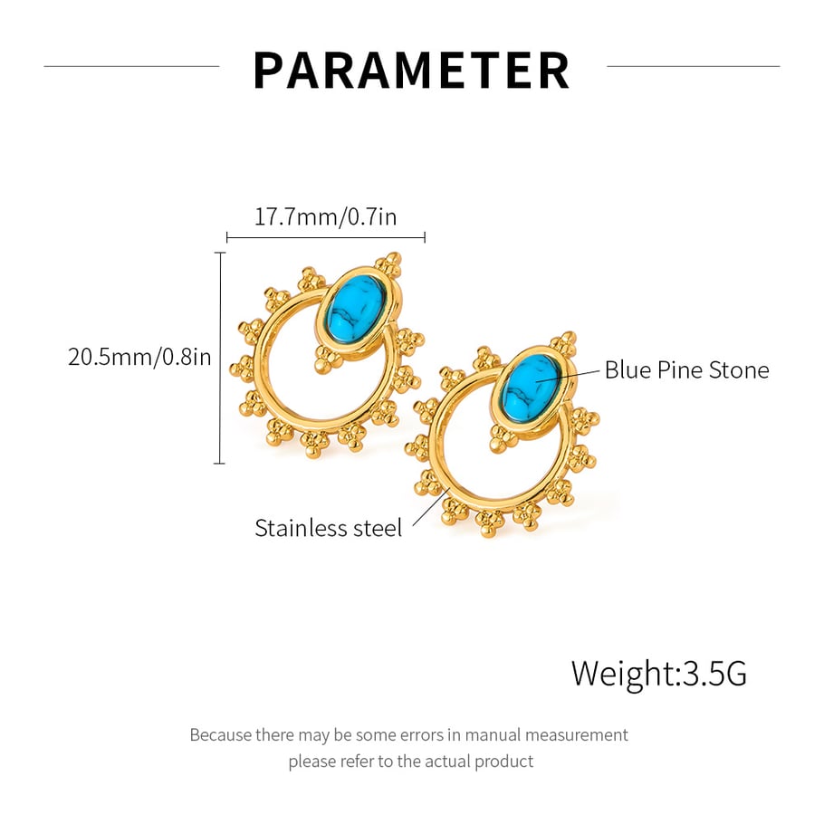 1 Paar Simple Series Tägliche geometrische Edelstahl Goldfarbene Damen-Ohrstecker Bild2