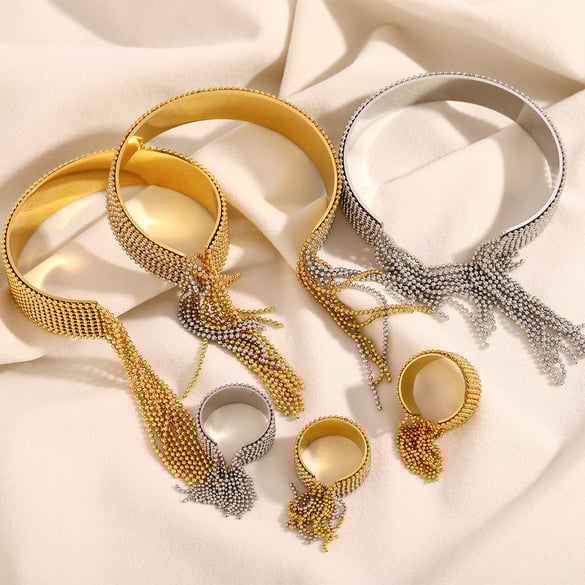 1 Piece Luxurious Series Fashion OL Tassel Stainless Steel Statement Rings 2