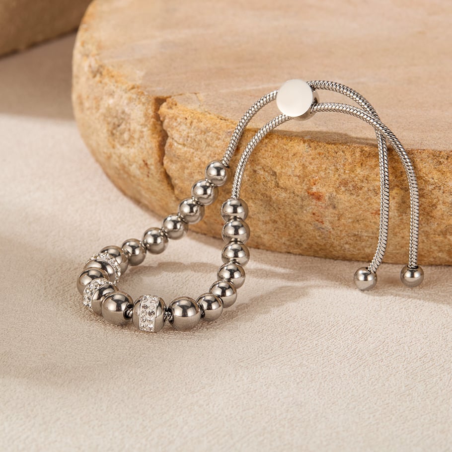 1 bracelet quotidien en acier inoxydable doré pour femme avec perles Image4