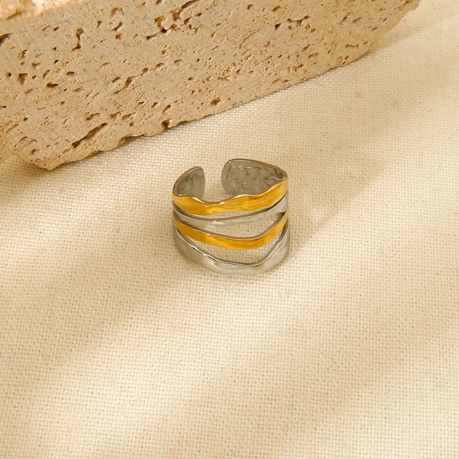 Simple Series Tägliche Farbblock-Edelstahlringe für Damen Bild2