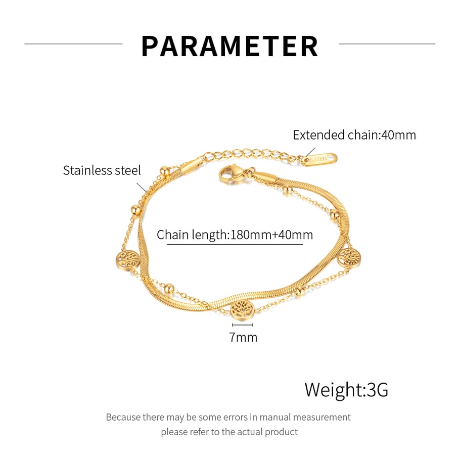 Bracelet chaîne pour femme en acier inoxydable couleur or, série simple, motif fleur quotidienne Image2