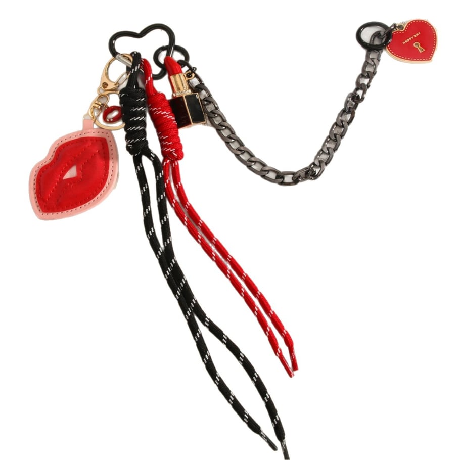 Charms para bolso de mujer de PU con cadena y diseño de labios en forma de corazón Imagen6