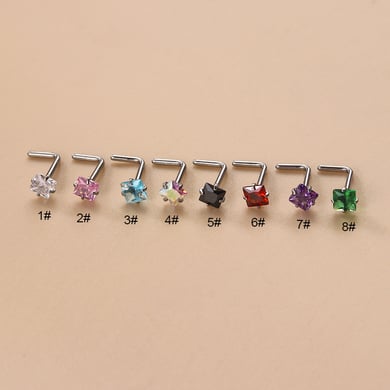 1 Paar Simple Series Simple Geometric Edelstahl Kein Beschichtungsmaterial Zirkon Damen Nasenstecker h5 Bild5