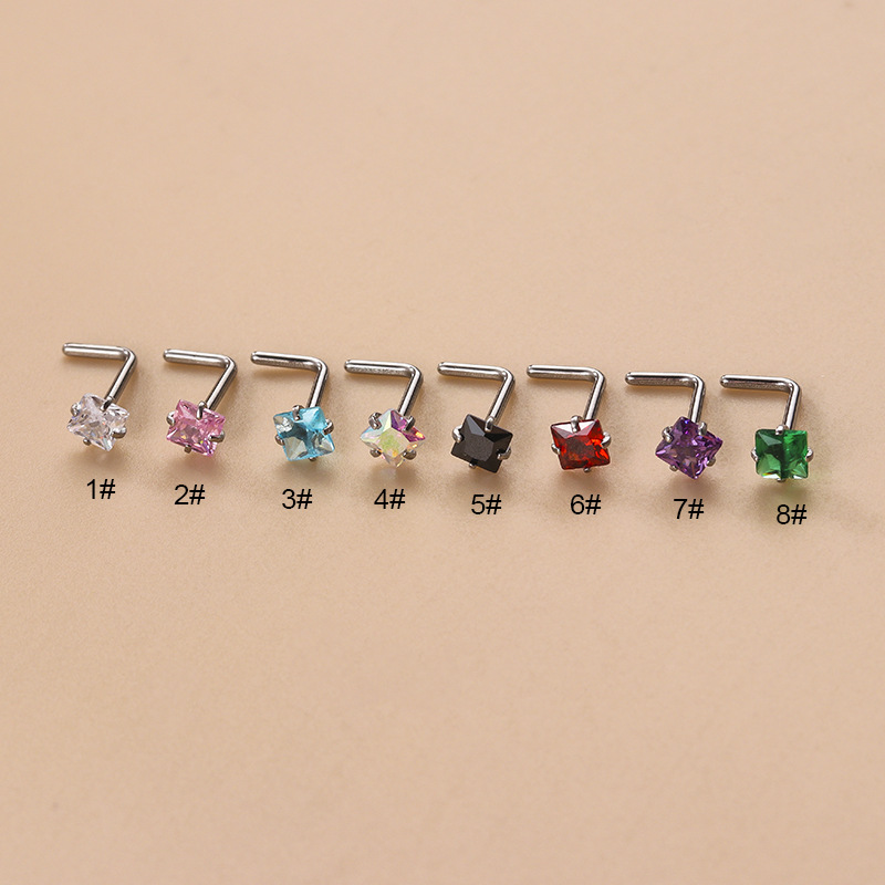 1 Paar Simple Series Simple Geometric Edelstahl Kein Beschichtungsmaterial Zirkon Damen Nasenstecker Bild5