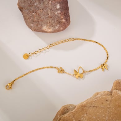 Schmetterlings-Charm-Armbänder aus Edelstahl in Goldfarbe h5 Bild4