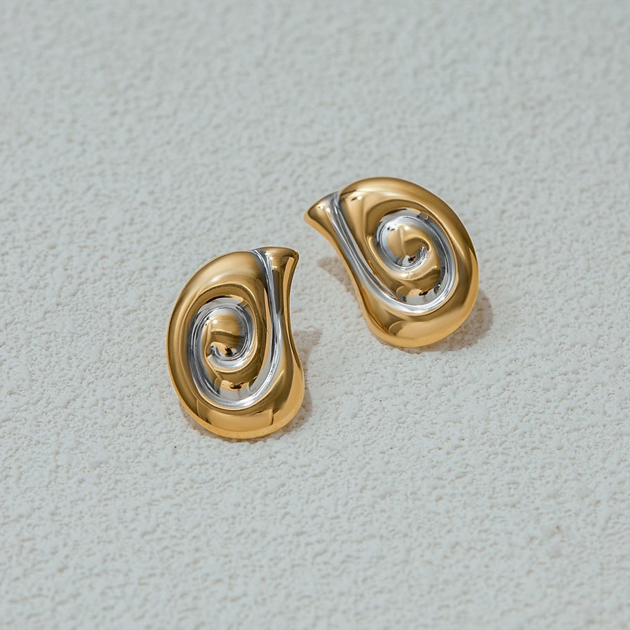 Spiral Paslanmaz Çelik Karışık Renkli Küpe Resim3
