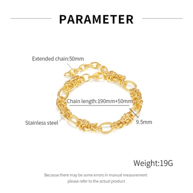 Bracelet chaîne géométrique en acier inoxydable doré pour femme, série simple, 1 pièce h5 Image8
