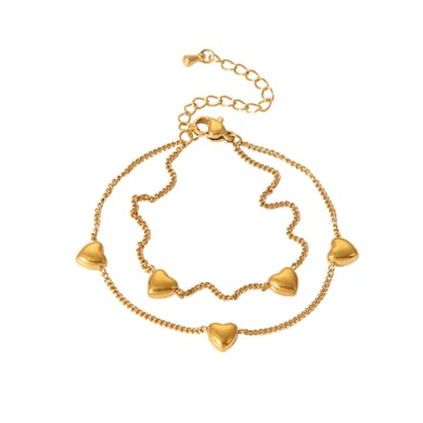 Pulseras de acero inoxidable color dorado con corazón diario de la serie Simple h5 Imagen4