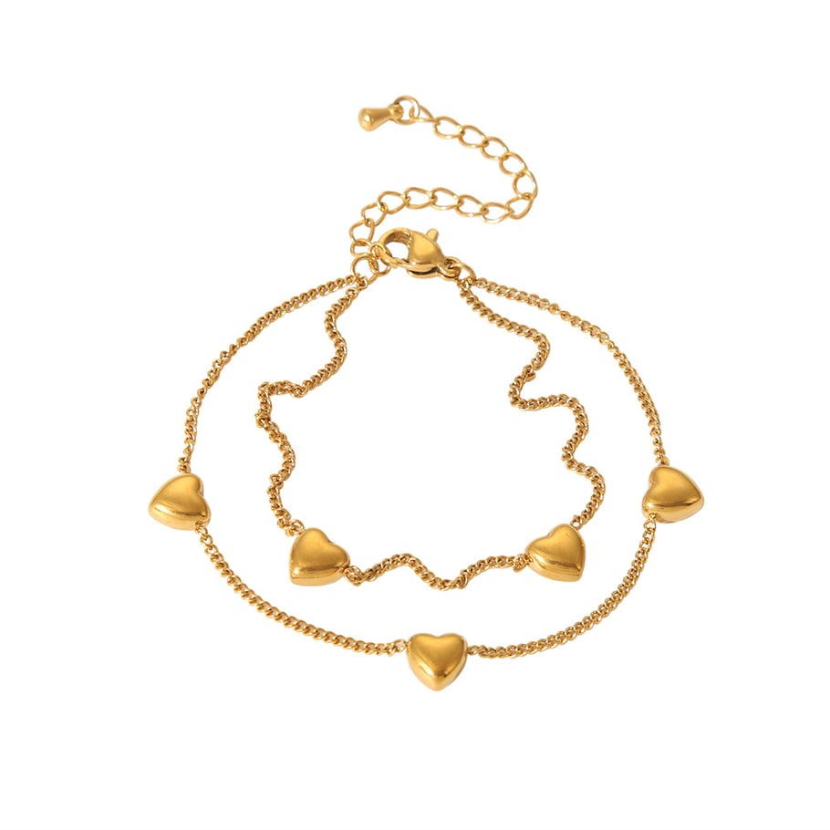 Pulseras de acero inoxidable color dorado con corazón diario de la serie Simple Imagen4