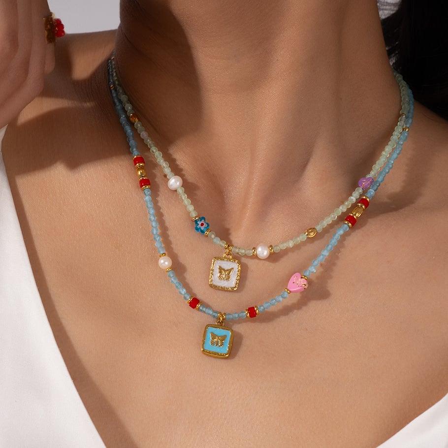 Exquisite Butterfly Beads Stainless Steel Women's Pendant Necklaces Picture5