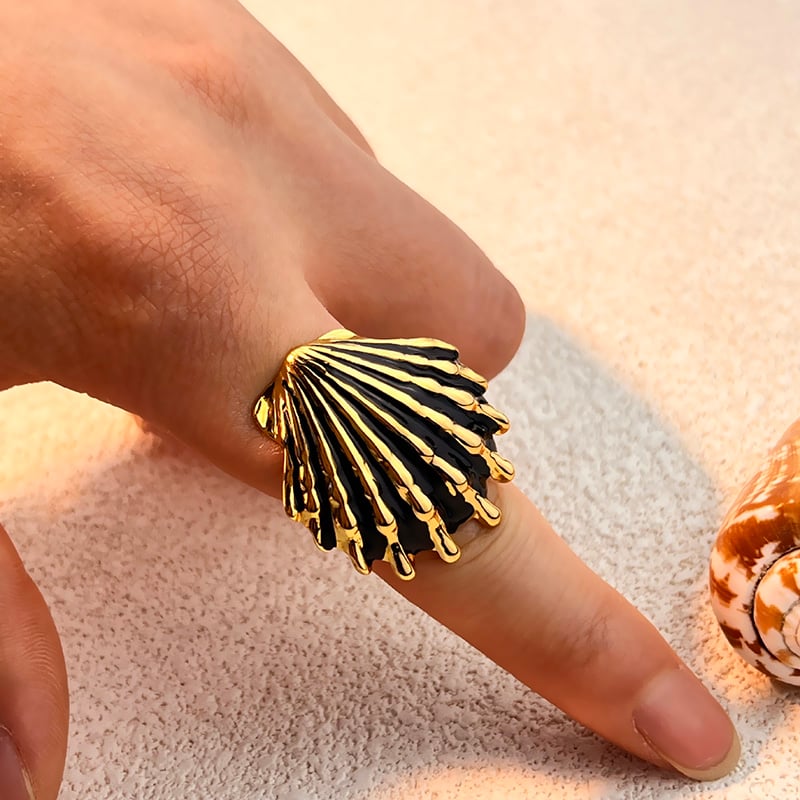 Statement-Ring aus Edelstahl mit Muschel Bild3