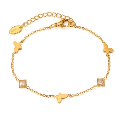 1 paio di bracciali a catena da donna in acciaio inossidabile color oro, serie semplice, con motivo &quot;Quotidiano Animale&quot; h5 