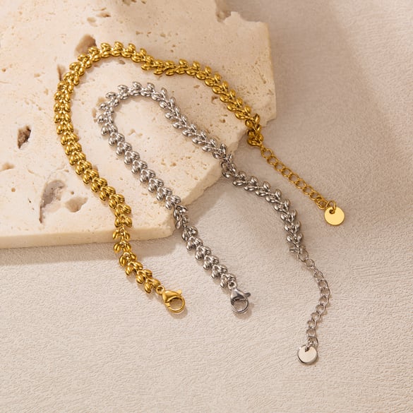 Bracelet chaîne géométrique en acier inoxydable doré pour femme, série simple, 1 pièce