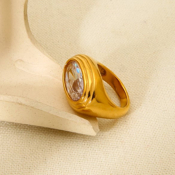 Luxuriöse Serie Geometrische Edelstahl Gold Farbe Ringe