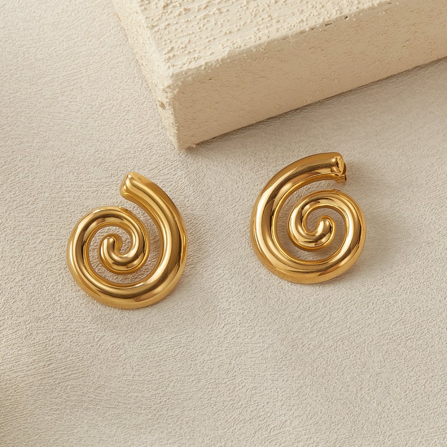 1 par de aretes de botón de acero inoxidable dorados con diseño de tortuga de la serie Simple Daily para mujer Imagen6