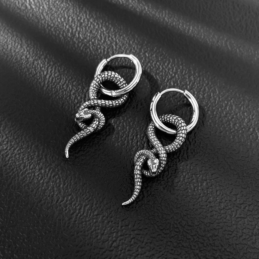 Hip-Pop Snake Stainless Steel Men's Earrings Picture4
