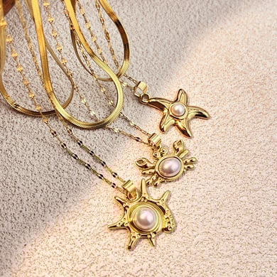 Oceanic Stainless Steel Gold Color Pendant Necklaces h5 Picture2
