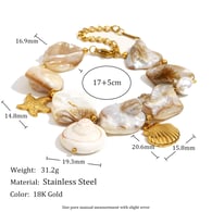 Bracciale con ciondolo a conchiglia barocco esagerato - Oro 