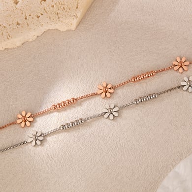 Bracelet chaîne en acier inoxydable pour femme, série Simple, motif fleur simple, 1 pièce h5 Image3