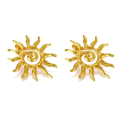 1 paio di orecchini a bottone da donna in acciaio inossidabile color oro, con motivo geometrico, semplici e quotidiani h5 