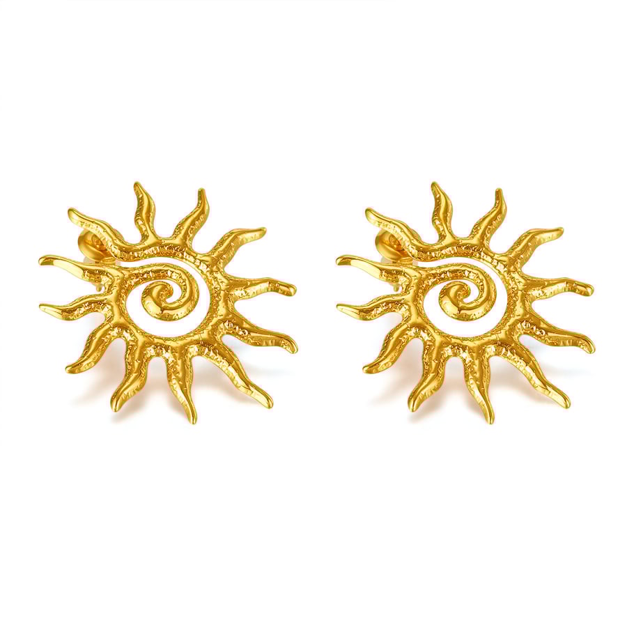 1 paio di orecchini a bottone da donna in acciaio inossidabile color oro, con motivo geometrico, semplici e quotidiani 