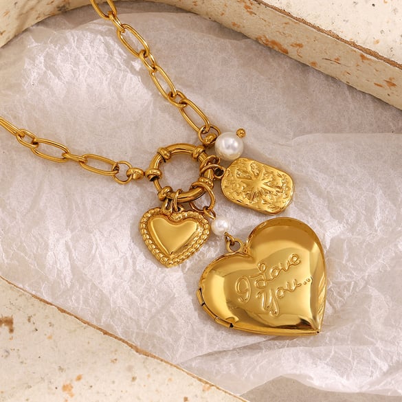 Luxe stijl klassieke hart hanger goud roestvrij staal dames kettingen