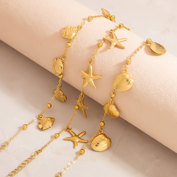 Bracelet pour femme en acier inoxydable doré avec pendentif extra large de la collection Classic