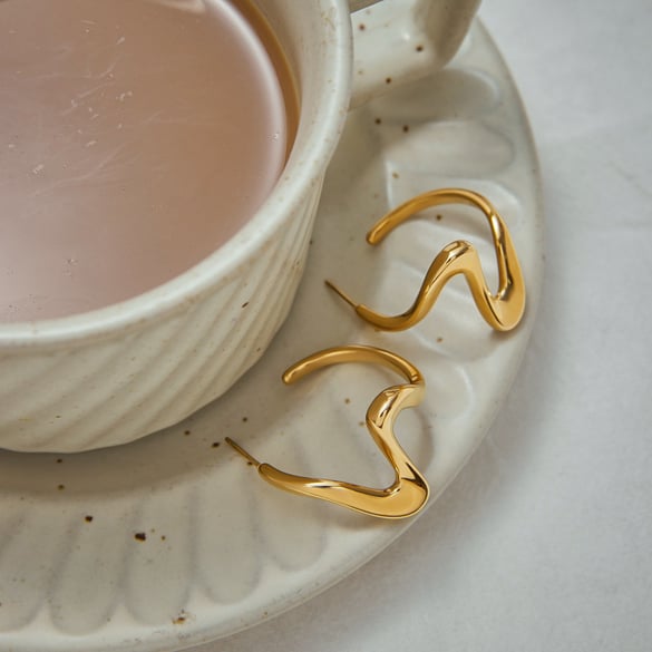 Simple Stainless Steel Gold Color  Drop Earrings 2