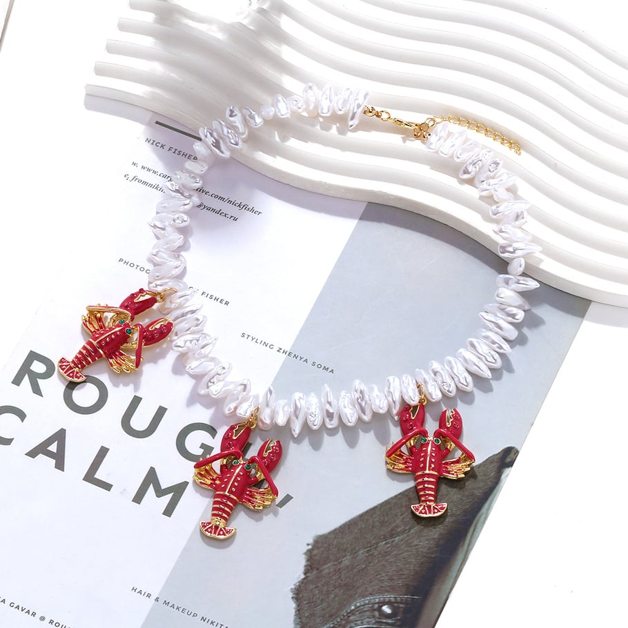 Collares colgantes de langosta de aleación de vacaciones Imagen4