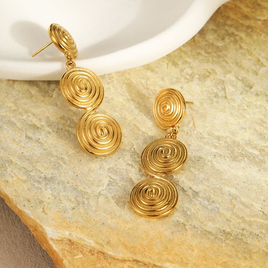 1 Pair Simple Series Daily Geometric Stainless Steel Gold Color Women's Dangle Earrings h5Picture4