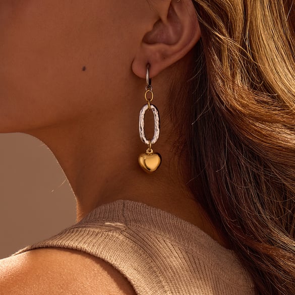 1 Pair Luxurious Series Sweet Heart Stainless Steel Women's Drop Earrings 2