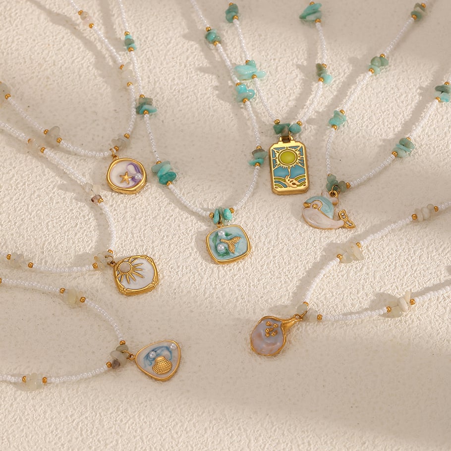 Collares colgantes de acero inoxidable color dorado estilo Ins Imagen2