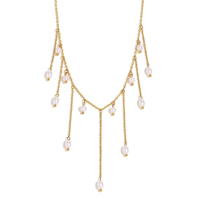 Einfache Serie Elegante Perlen Edelstahl Damen Kette Halsketten h5 