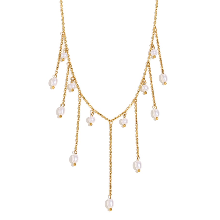 Einfache Serie Elegante Perlen Edelstahl Damen Kette Halsketten 
