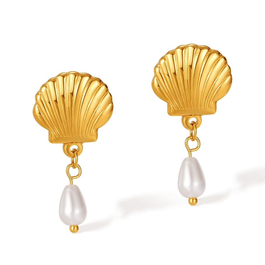 1 paio di orecchini pendenti da donna in acciaio inossidabile color oro, con motivo geometrico, semplici e quotidiani 