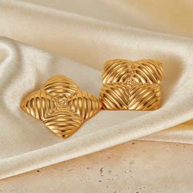 1 Paar Simple Series Tägliche geometrische Edelstahl Goldfarbene Damen-Ohrstecker h5 Bild7
