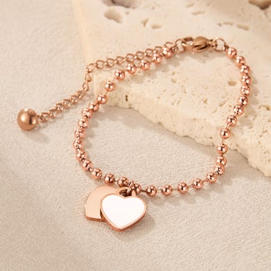 Bracelet de perles en acier inoxydable pour femme, série Simple, motif cœur simple, 1 pièce h5 Image3