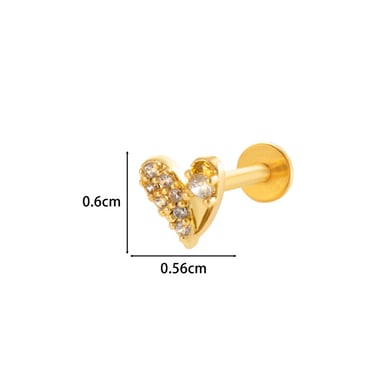 1 paire de boucles d&#39;oreilles piercing pour femme en forme de cœur simple, couleur cuivre et or, zircone h5 Image2