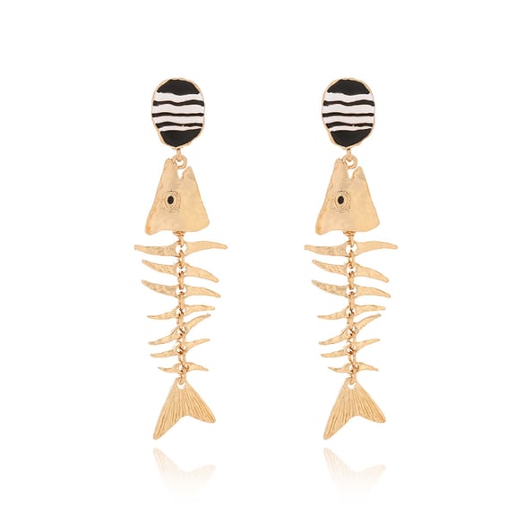 Fish Bone Alloy Drop Earrings