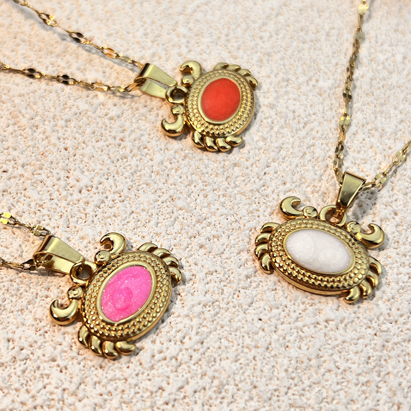 Crab Stainless Steel Gold Color Pendant Necklaces Picture3