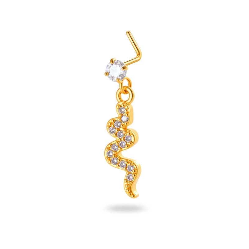 1 Stück Simple Series Simple Heart Kupfer Gold Farbe Zirkon Damen Nasenstecker 
