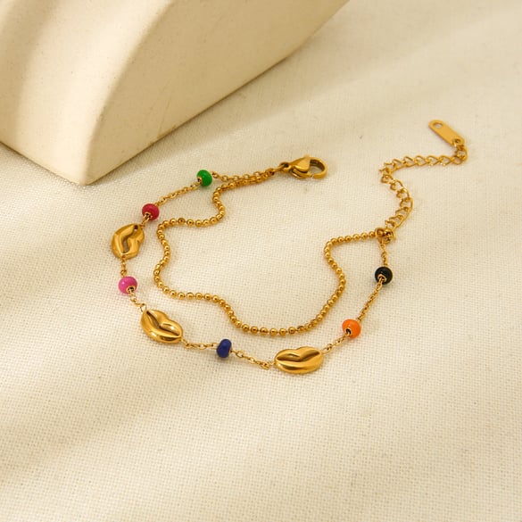 Braccialetti da donna in acciaio inossidabile con conchiglia colorata alla moda 2