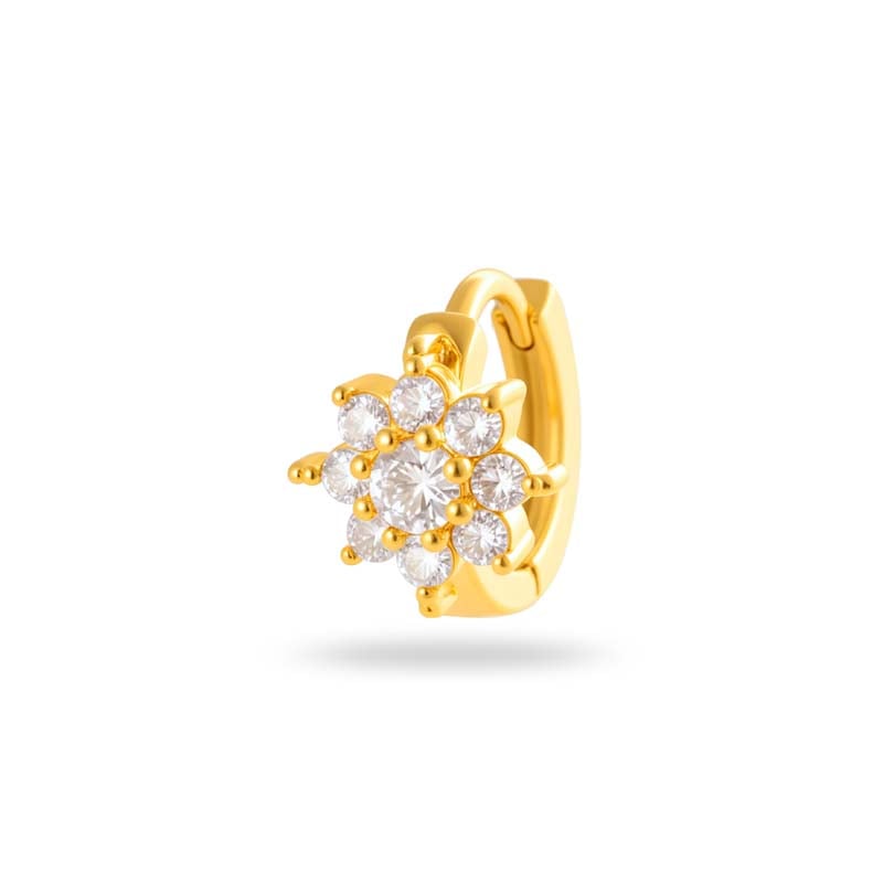 1 Piece Simple Series Simple Heart Copper   Gold Color  Zircon Women's Hoop Earrings 