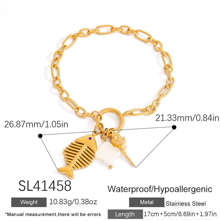 Classic Fishbone Stainless Steel Gold Color Women's Charm Bracelets Picture2
