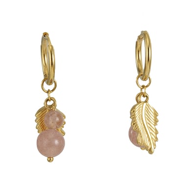 Orecchini pendenti in acciaio inossidabile color oro con foglie h5 